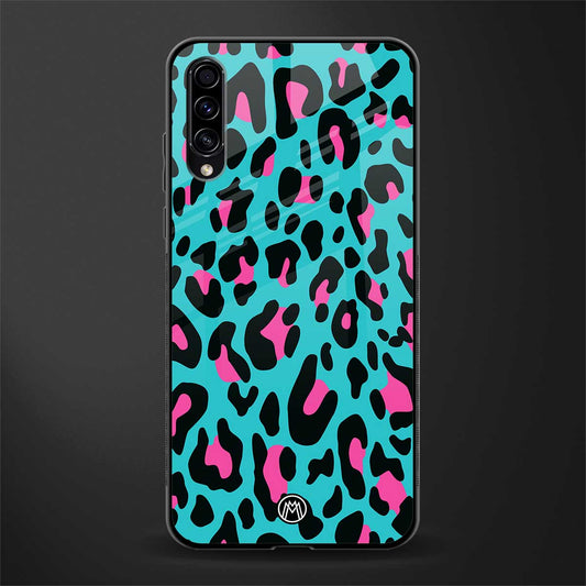 blue leopard fur glass case for samsung galaxy a50s image