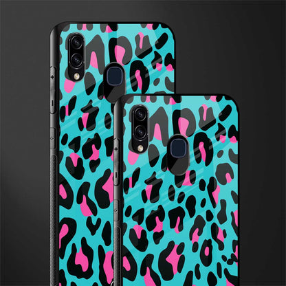 blue leopard fur glass case for samsung galaxy a30 image-2