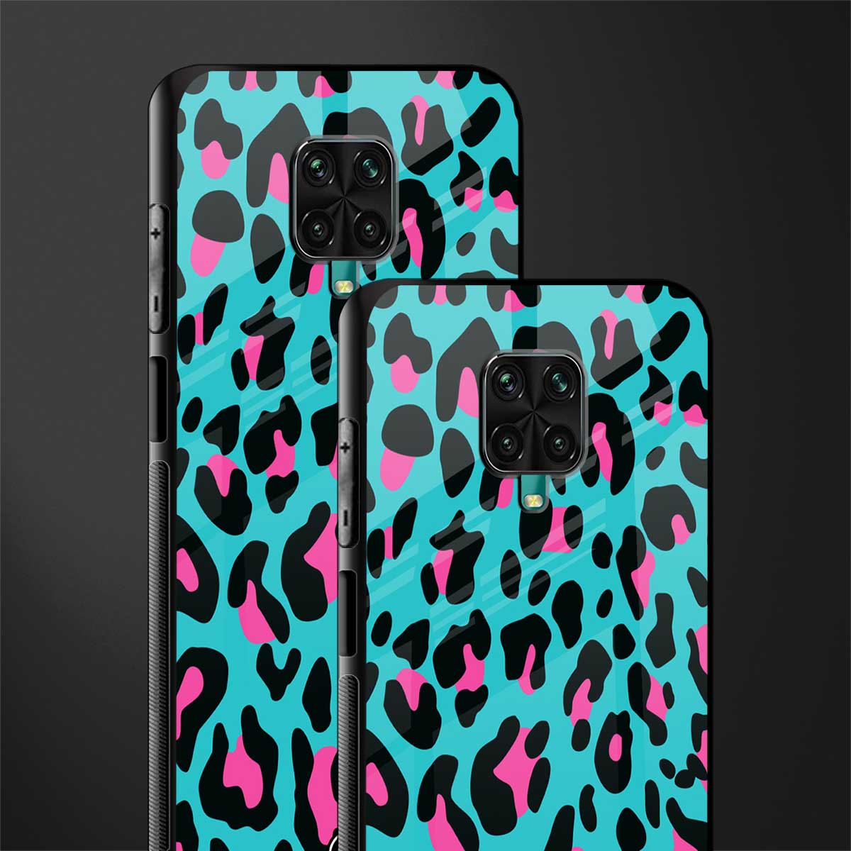 blue leopard fur glass case for poco m2 pro image-2