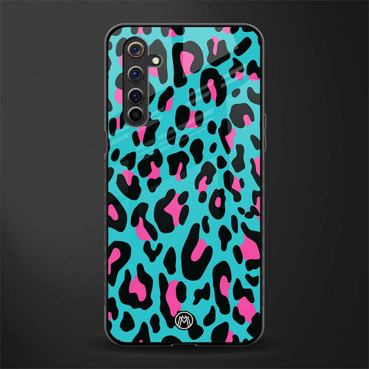 blue leopard fur glass case for realme 6i image