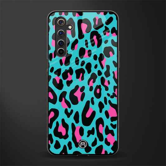 blue leopard fur glass case for realme 6 pro image