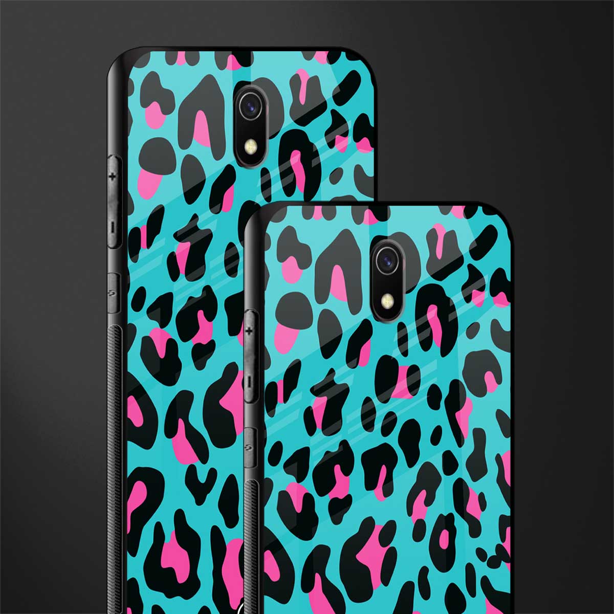 blue leopard fur glass case for redmi 8a image-2