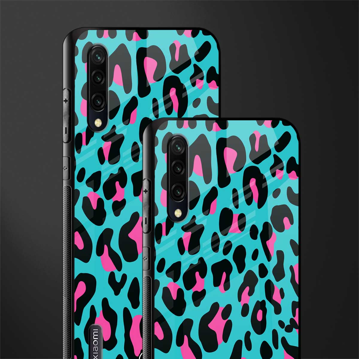 blue leopard fur glass case for mi a3 redmi a3 image-2