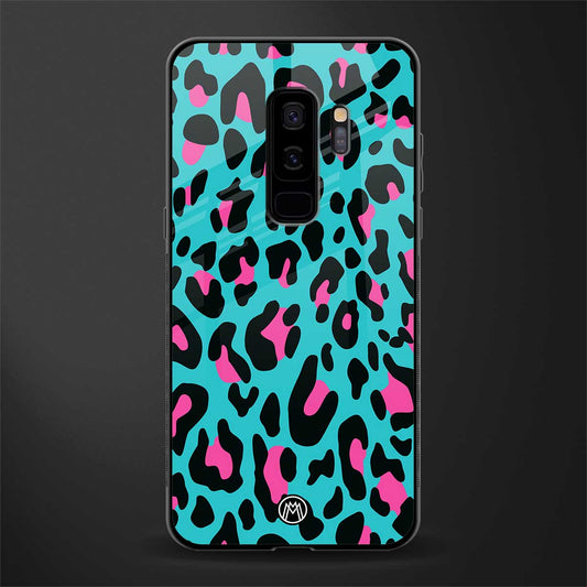 blue leopard fur glass case for samsung galaxy s9 plus image