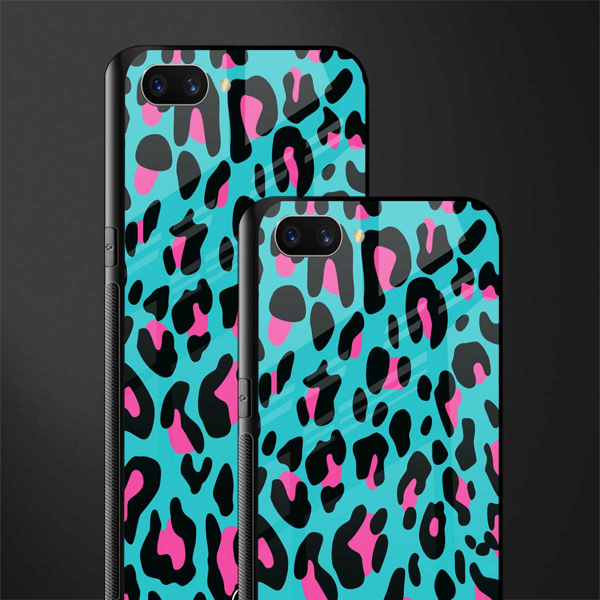 blue leopard fur glass case for oppo a3s image-2