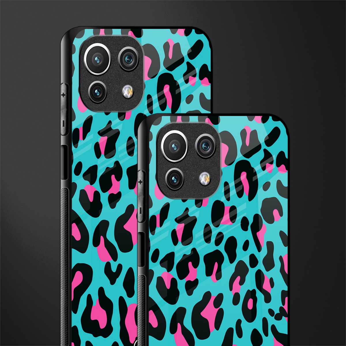 blue leopard fur glass case for mi 11 lite image-2
