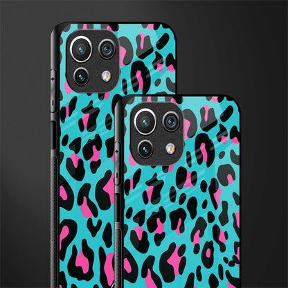 blue leopard fur glass case for mi 11 lite image-2