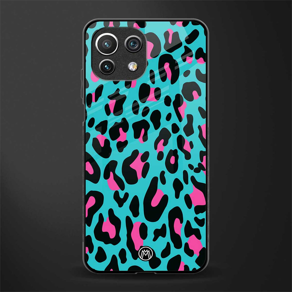 blue leopard fur glass case for mi 11 lite image