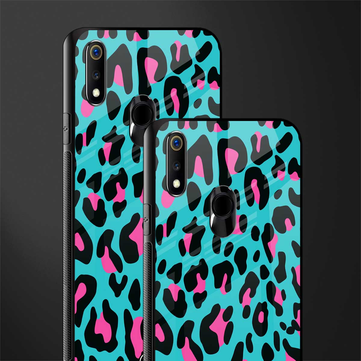 blue leopard fur glass case for realme 3 pro image-2