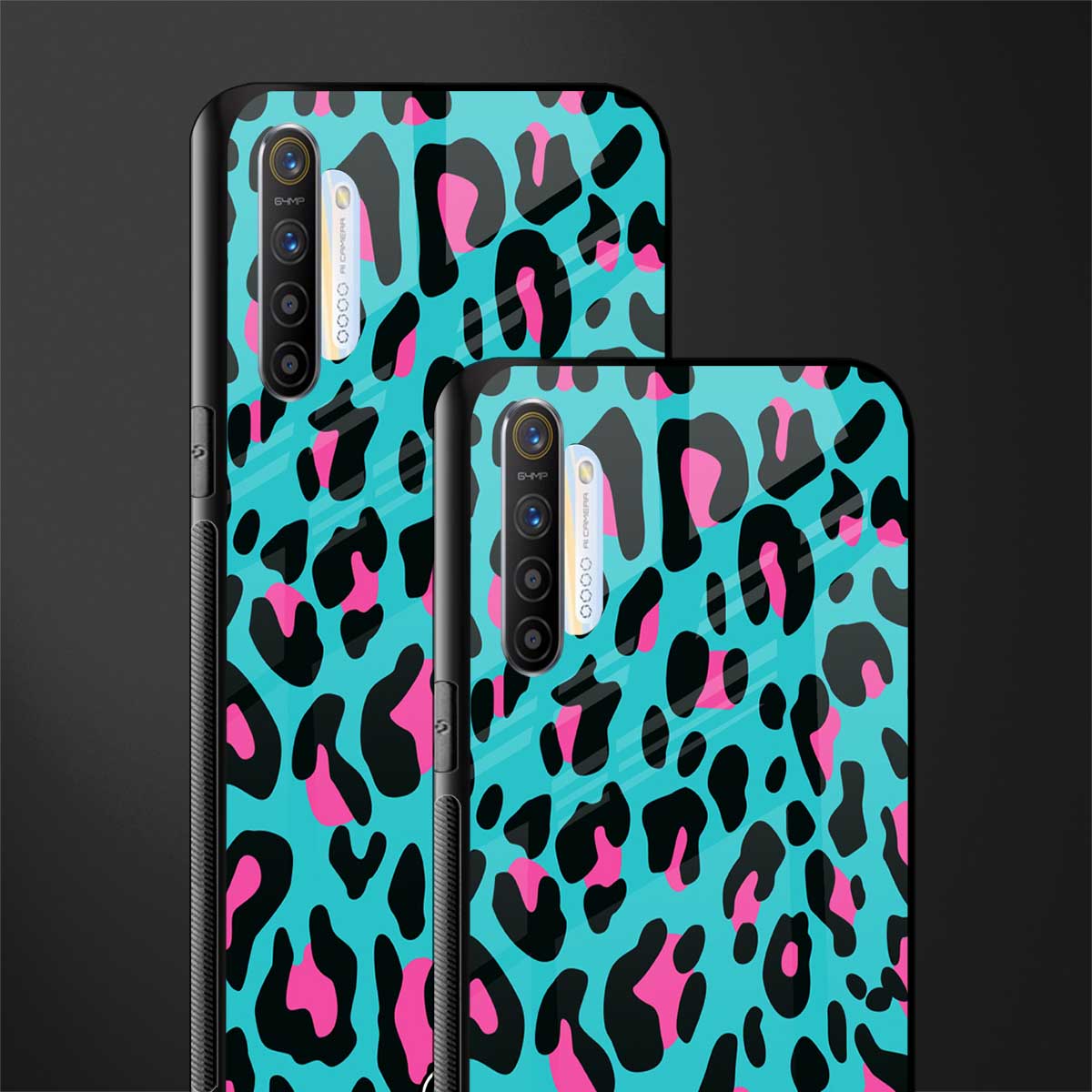 blue leopard fur glass case for realme xt image-2