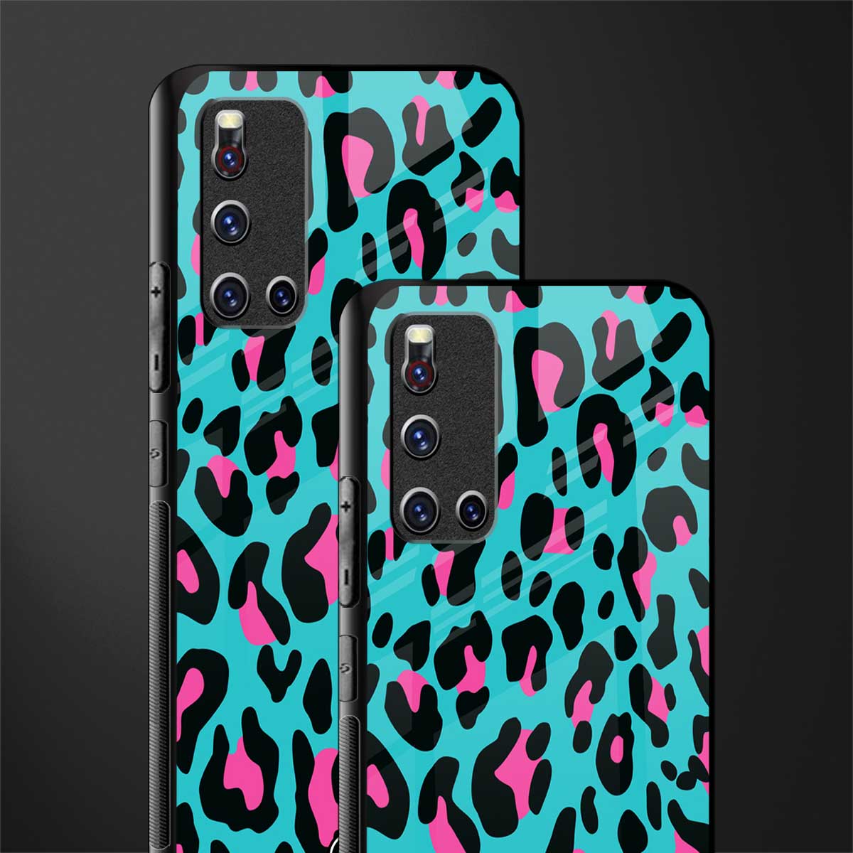 blue leopard fur glass case for vivo v19 image-2