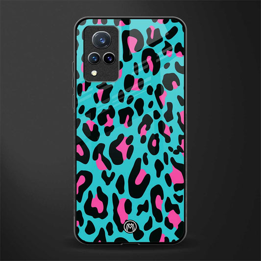 blue leopard fur glass case for vivo v21 5g image