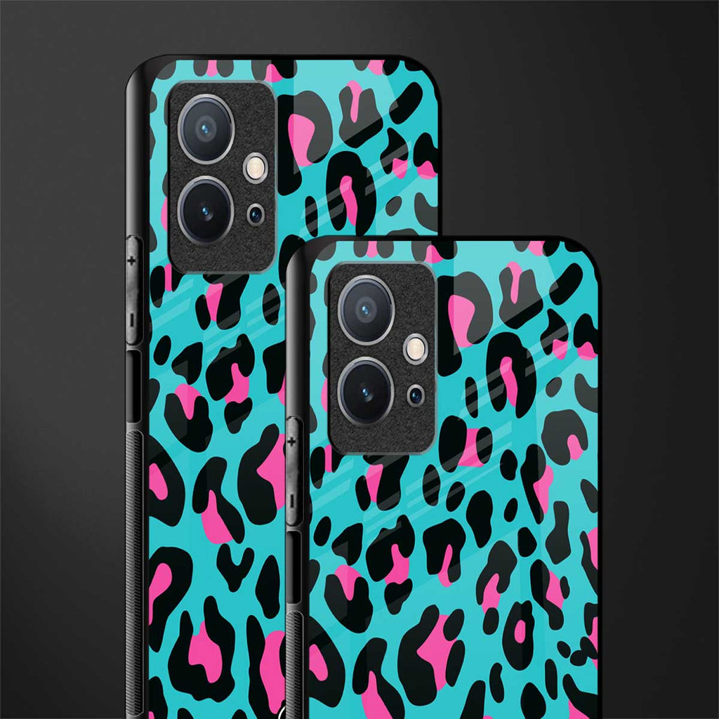 blue leopard fur glass case for vivo t1 5g image-2