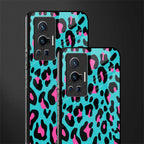 blue leopard fur glass case for vivo x70 pro image-2