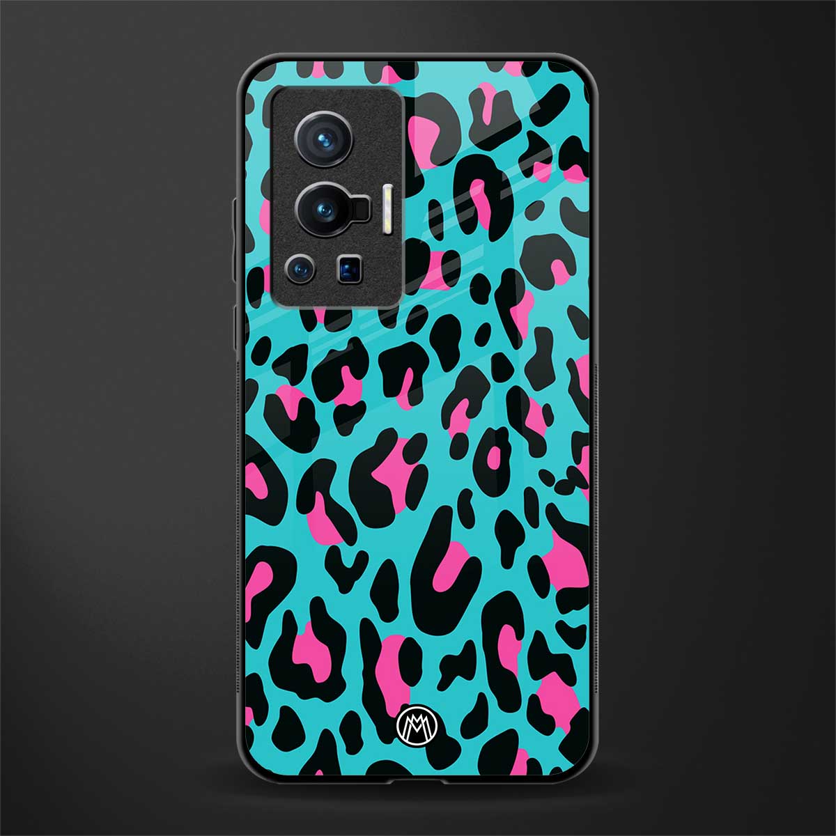 blue leopard fur glass case for vivo x70 pro image