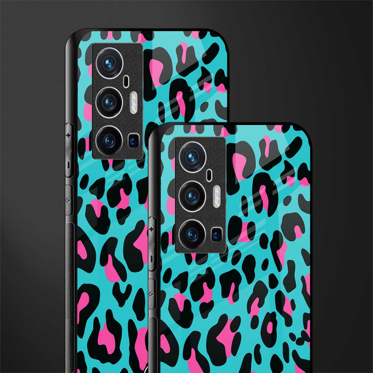 blue leopard fur glass case for vivo x70 pro plus image-2
