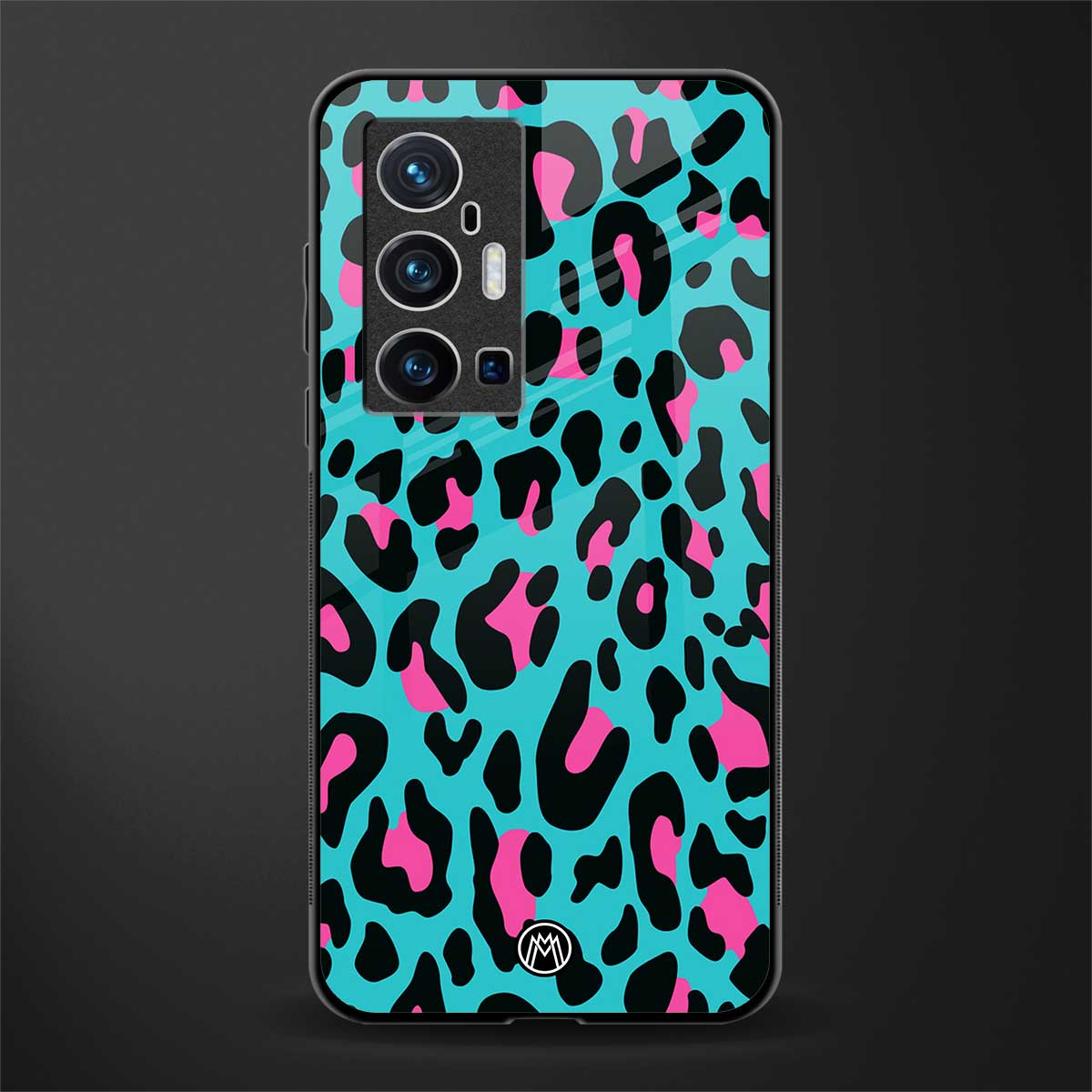 blue leopard fur glass case for vivo x70 pro plus image