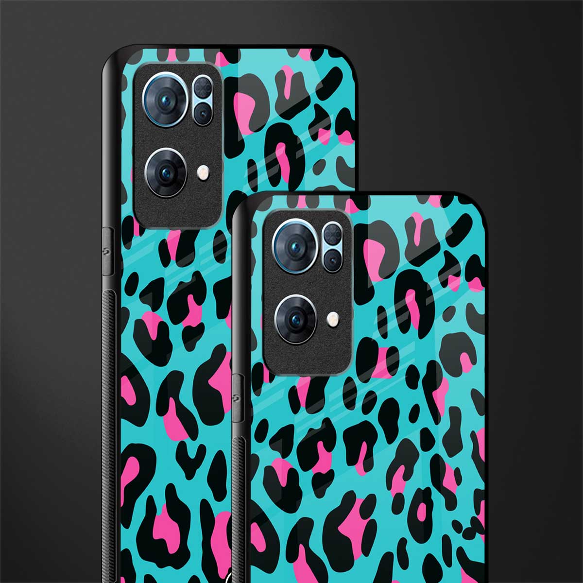 blue leopard fur glass case for oppo reno7 pro 5g image-2