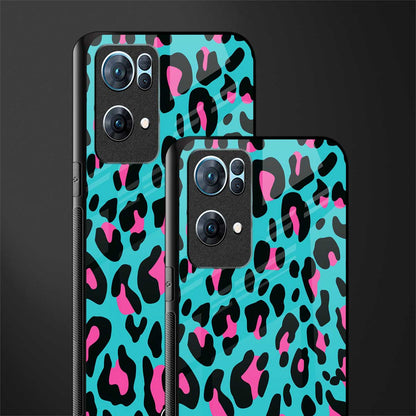blue leopard fur glass case for oppo reno7 pro 5g image-2