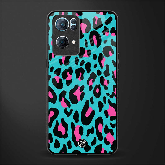 blue leopard fur glass case for oppo reno7 pro 5g image