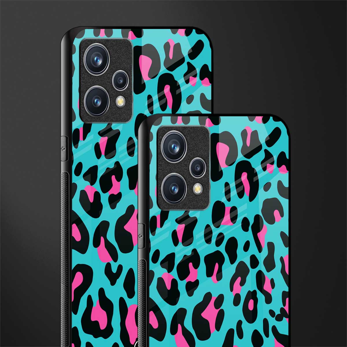 blue leopard fur glass case for realme 9 4g image-2