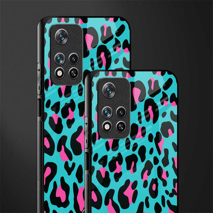 blue leopard fur glass case for poco m4 pro 5g image-2
