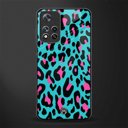 blue leopard fur glass case for poco m4 pro 5g image