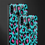 blue leopard fur glass case for samsung galaxy a20s image-2