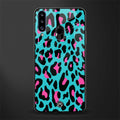 blue leopard fur glass case for samsung galaxy a20s image