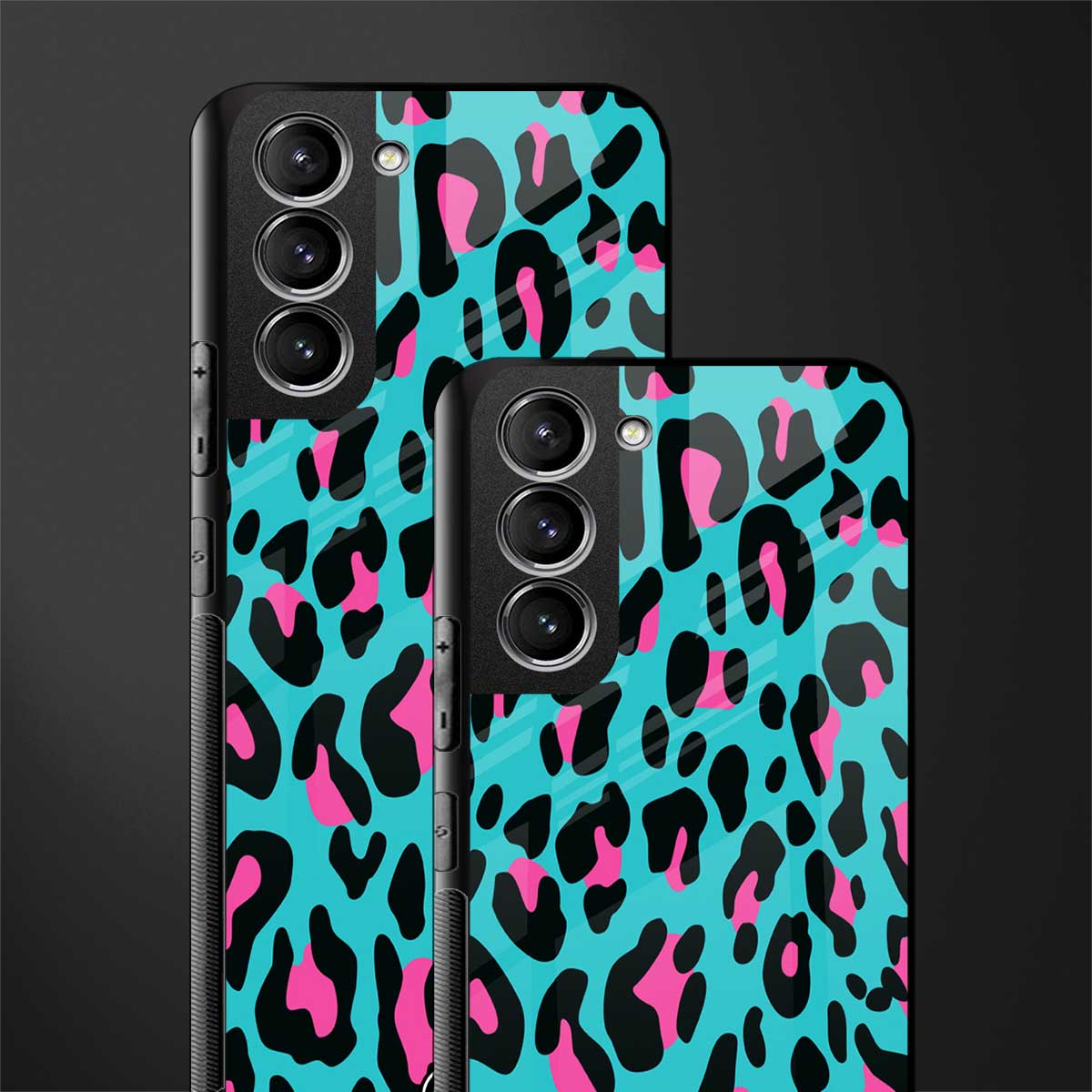 blue leopard fur glass case for samsung galaxy s21 fe 5g image-2