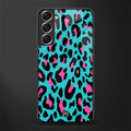 blue leopard fur glass case for samsung galaxy s21 fe 5g image