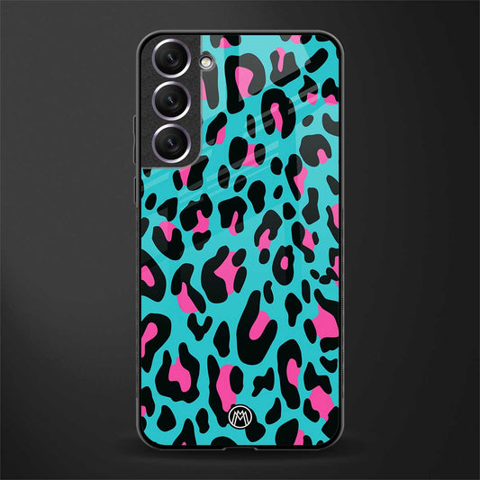 blue leopard fur glass case for samsung galaxy s21 plus image