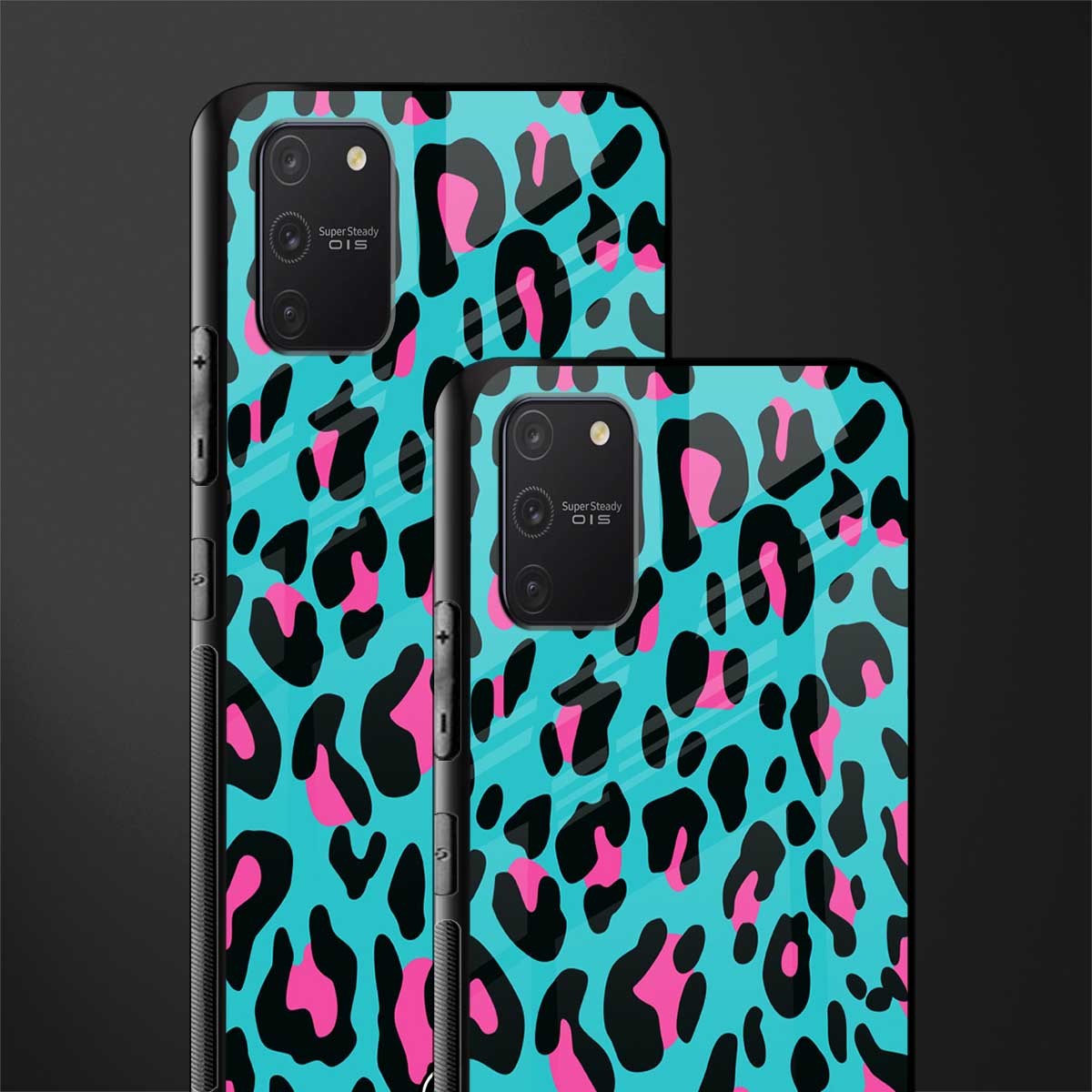 blue leopard fur glass case for samsung galaxy a91 image-2