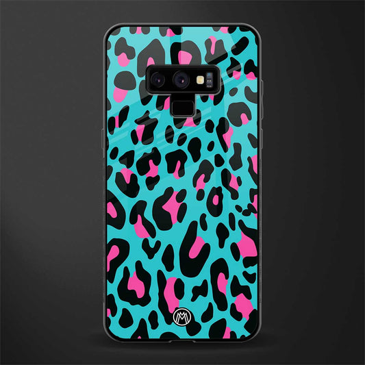 blue leopard fur glass case for samsung galaxy note 9 image