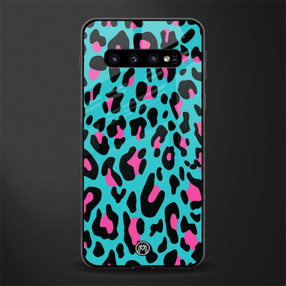 blue leopard fur glass case for samsung galaxy s10 image