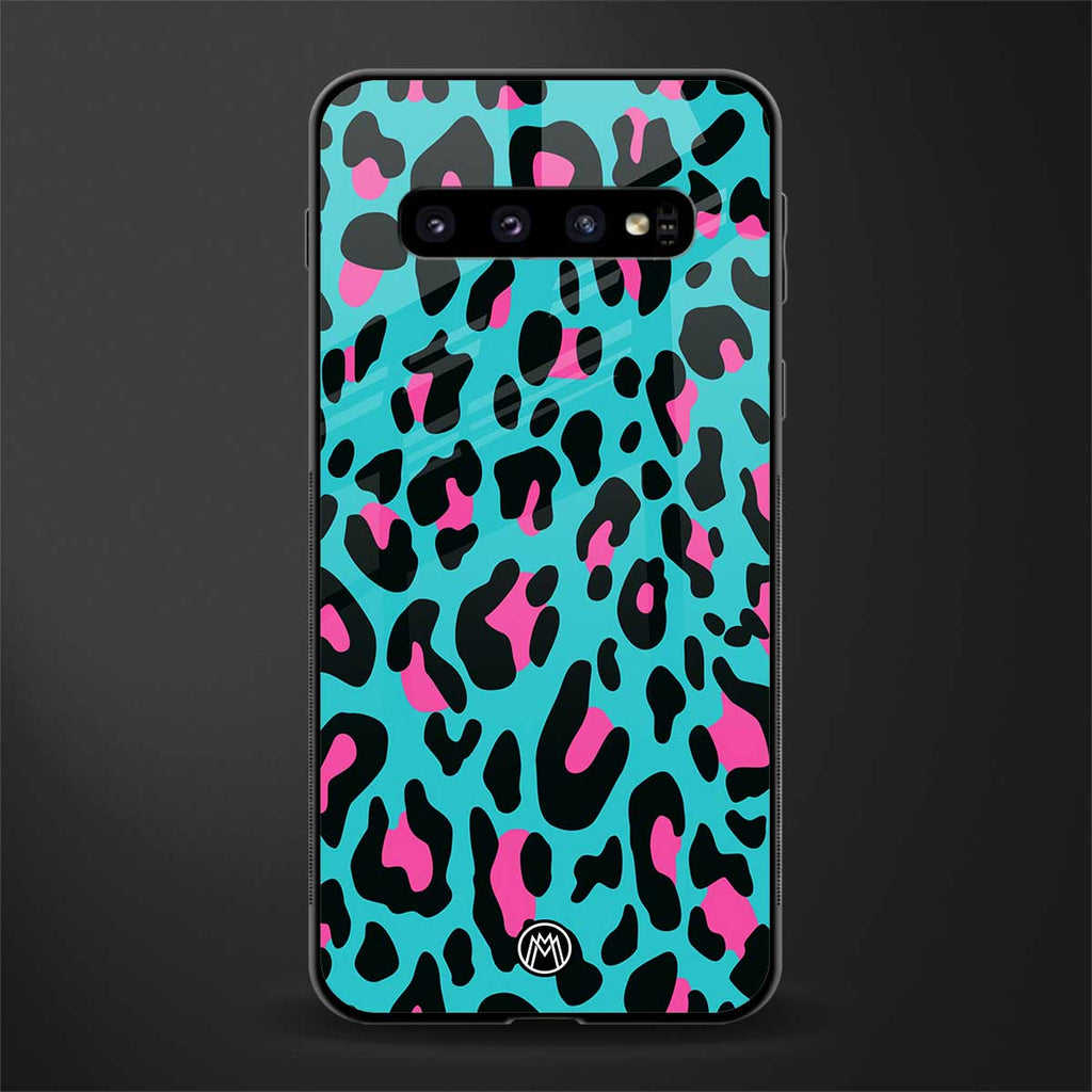 blue leopard fur glass case for samsung galaxy s10 plus image