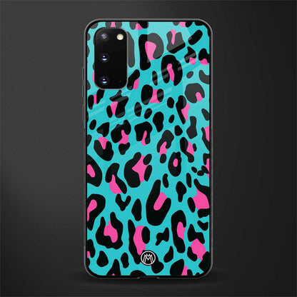 blue leopard fur glass case for samsung galaxy s20 image