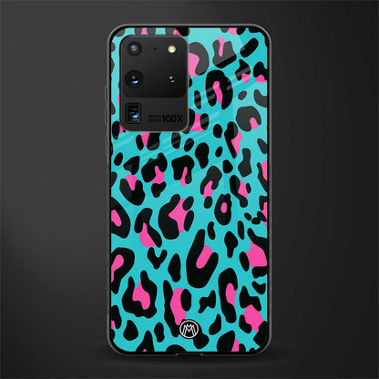 blue leopard fur glass case for samsung galaxy s20 ultra image