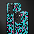 blue leopard fur glass case for samsung galaxy s22 ultra 5g image-2