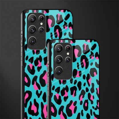 blue leopard fur glass case for samsung galaxy s22 ultra 5g image-2
