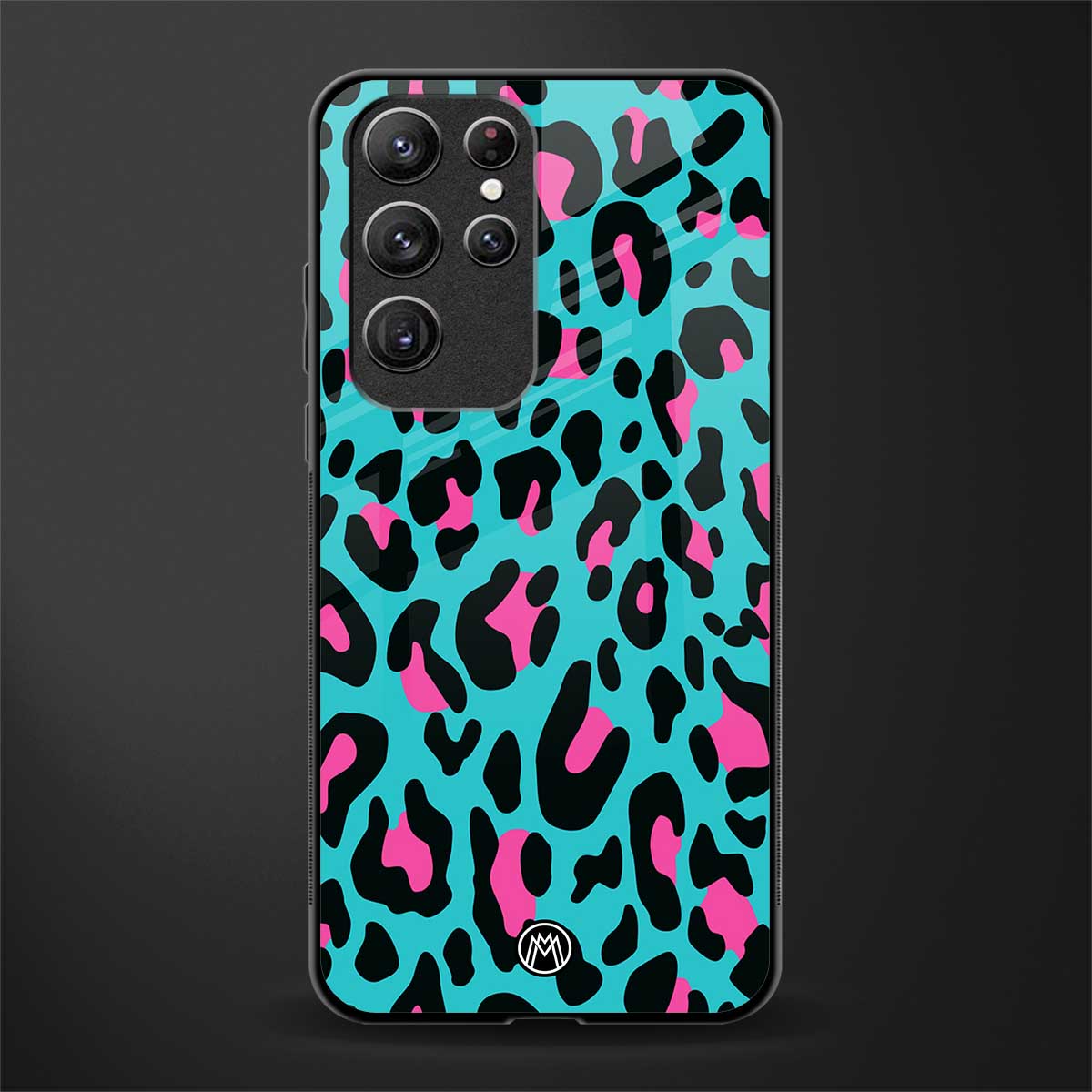 blue leopard fur glass case for samsung galaxy s22 ultra 5g image