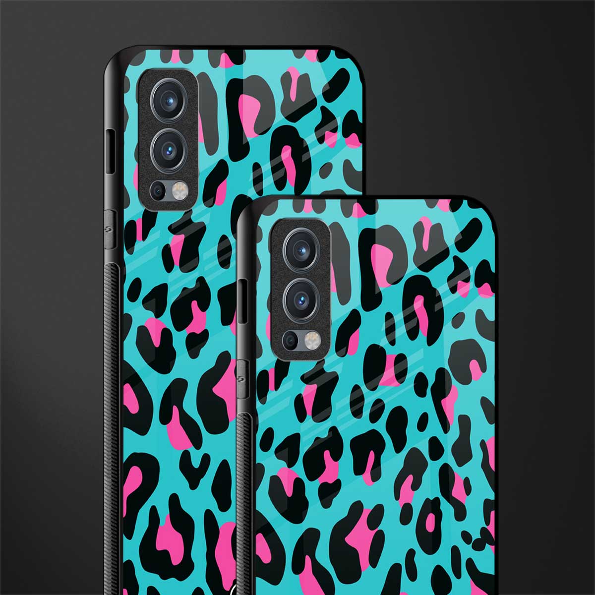 blue leopard fur glass case for oneplus nord 2 5g image-2
