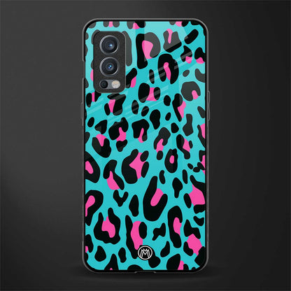 blue leopard fur glass case for oneplus nord 2 5g image