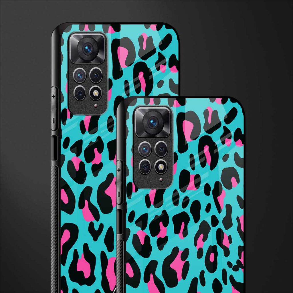 blue leopard fur glass case for redmi note 11 image-2