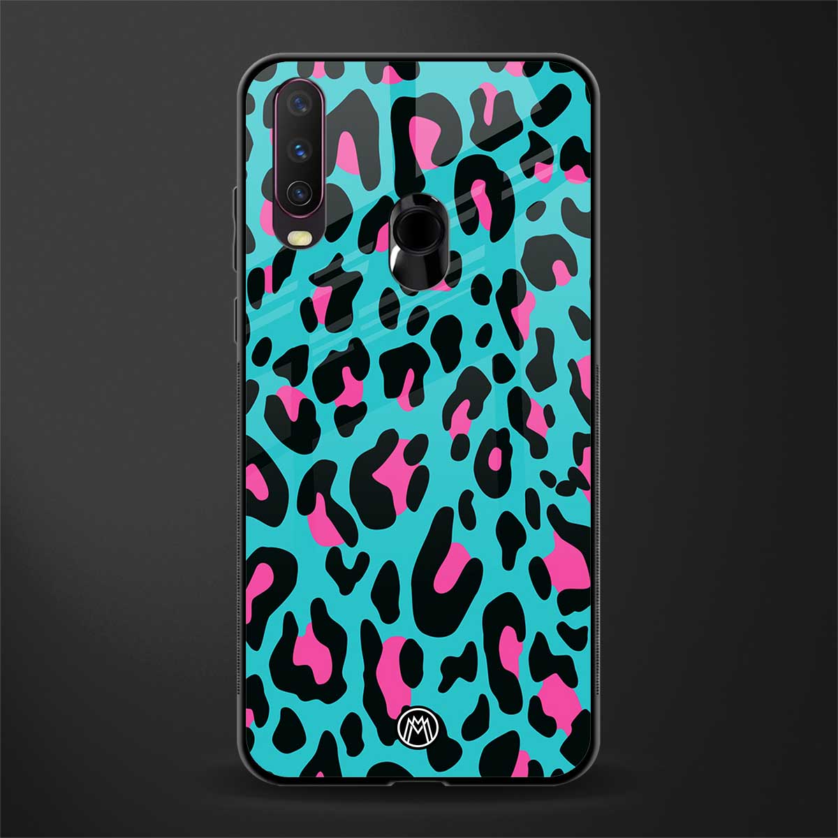 blue leopard fur glass case for vivo y17 image