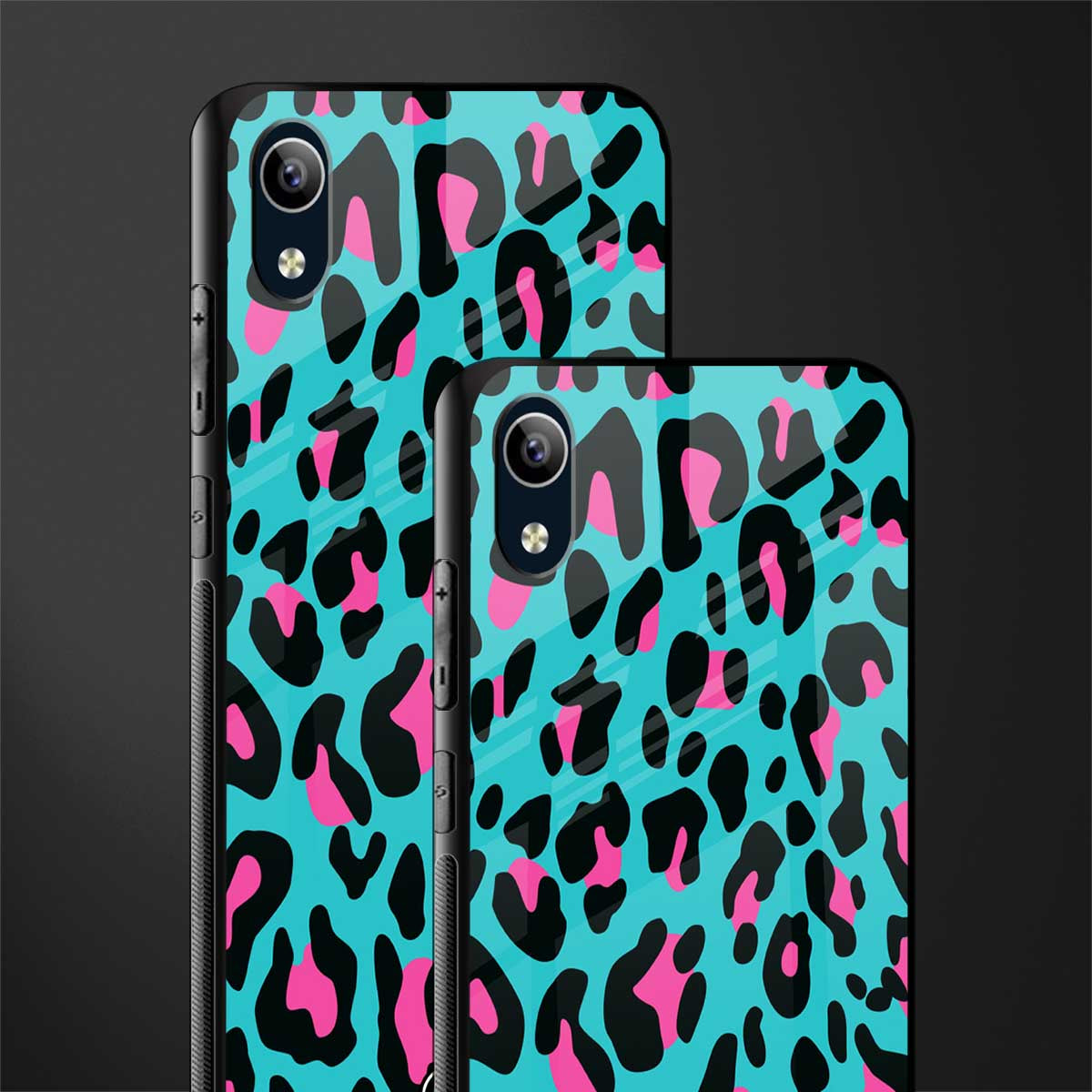 blue leopard fur glass case for vivo y1s without fingerprint image-2