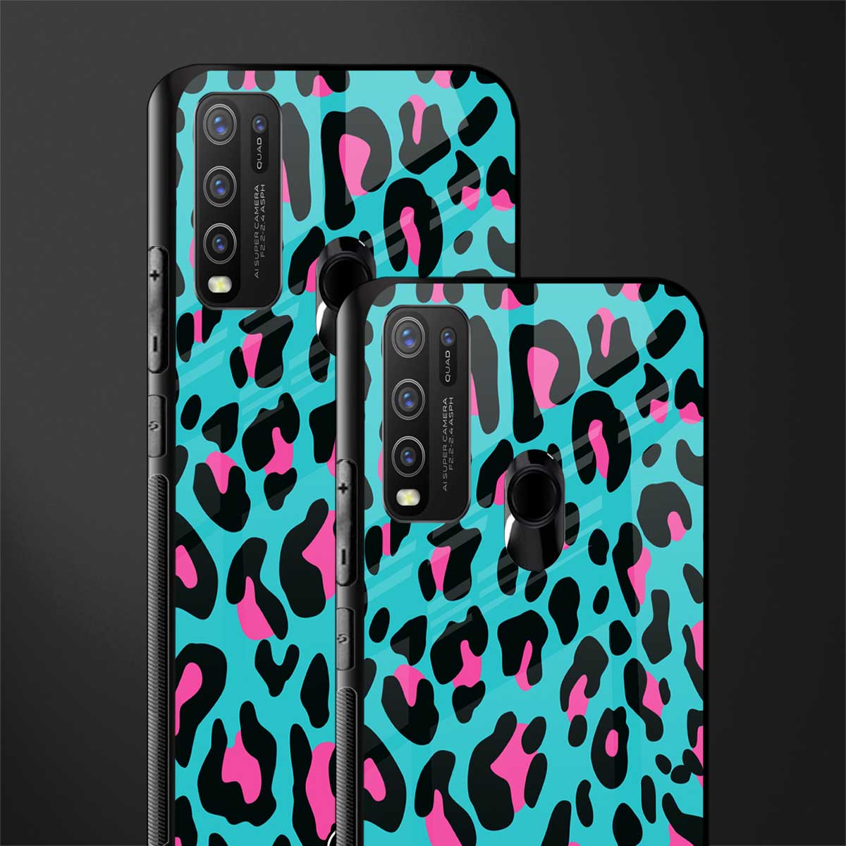 blue leopard fur glass case for vivo y50 image-2