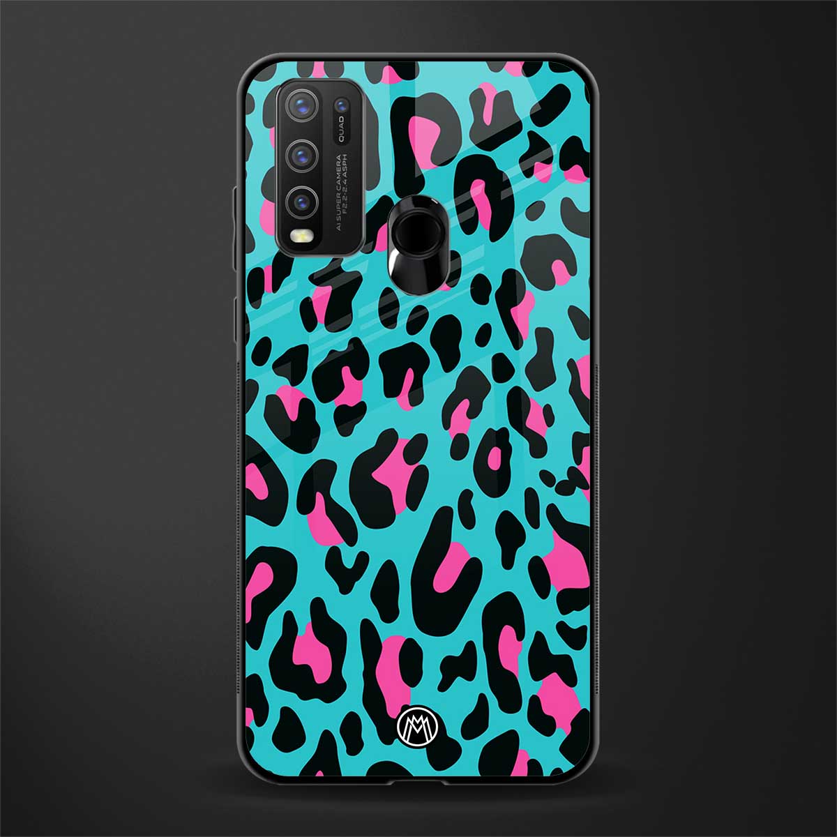 blue leopard fur glass case for vivo y50 image