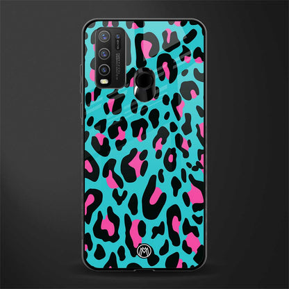 blue leopard fur glass case for vivo y50 image