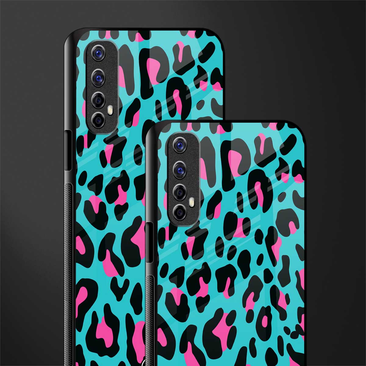 blue leopard fur glass case for realme 7 image-2